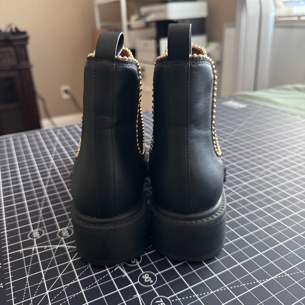 COACH Black Chelsea Boots with Gold Studding - Picture 5 of 5